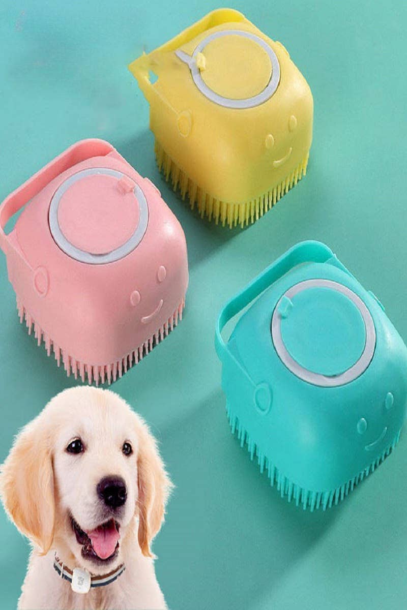 Silicone Pet Bath & Shampoo Brush – Pink