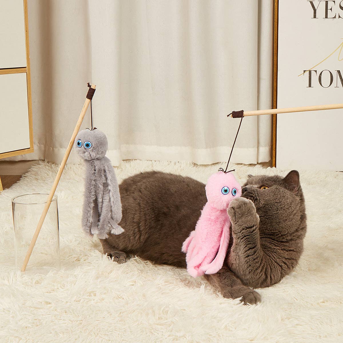 Moo - Octopus Cat Teaser Wand: Gray