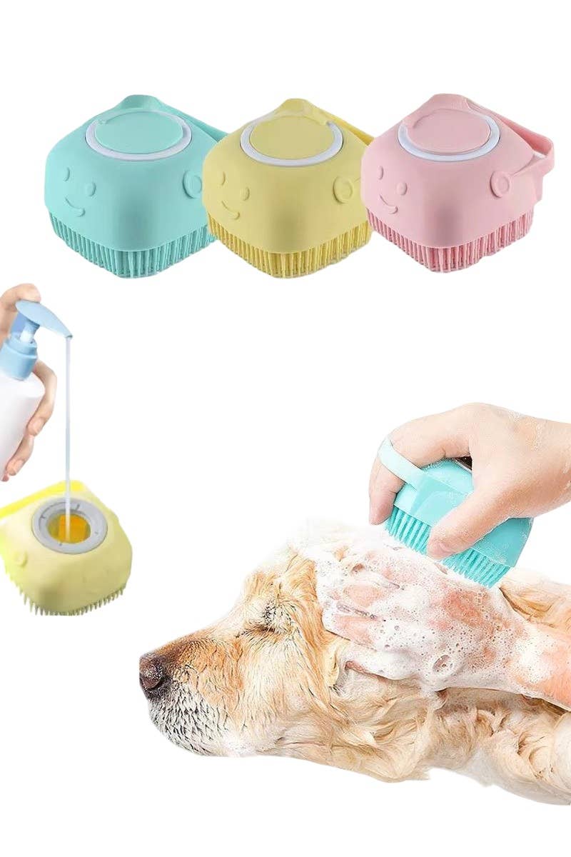 Silicone Pet Bath & Shampoo Brush – Pink